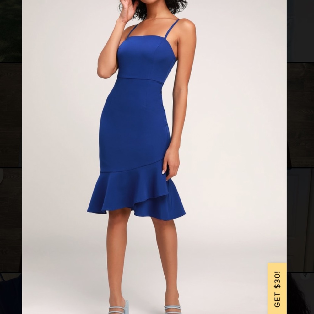 New with tags cobalt blue midi dress from Lulu’s
